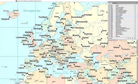 printable map of europe with cities|Large map of Europe with cities and towns.